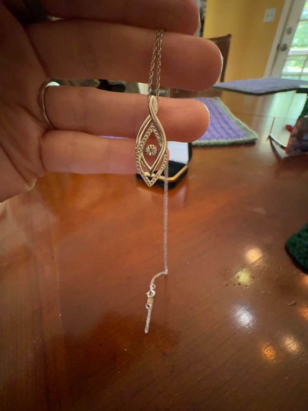 Silver diamond Marquise Pendant Necklace from Kay Jewelers